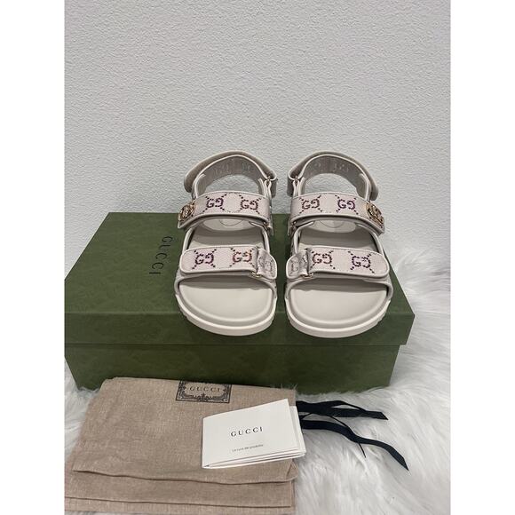 Gucci Moritz Supreme Double GG Crystal Monogram Marmont Dad Sandal Slide - Picture 5 of 12